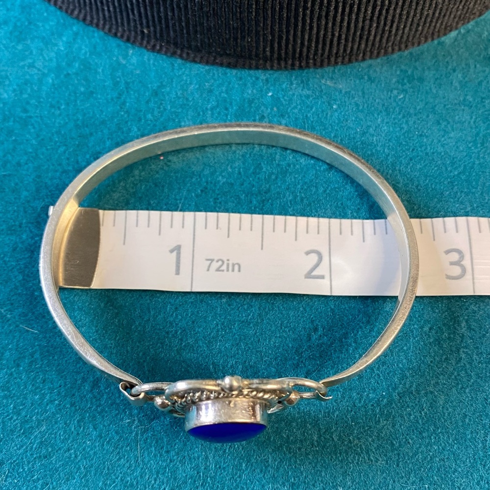 Natural Lapis Lazuli Silver Bracelet View 5